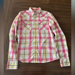 Holster Pink Yellow Plaid Cotton Shirt Small